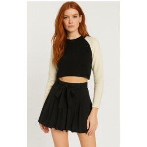 New Gap Pleated Black Tie Waist Coquette Y2K Preppy Academia Retro Mini Skirt 0P
